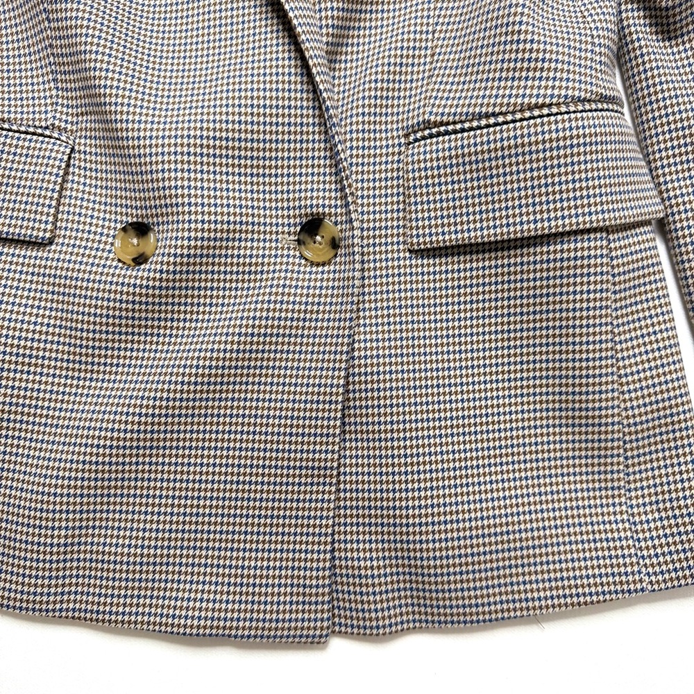 Mango Blue & Tan Houndstooth Double Breasted Blaz… - image 7